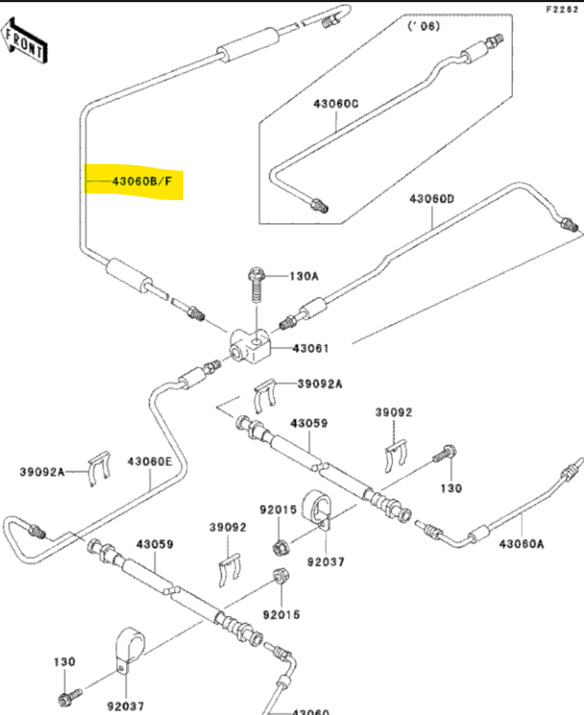 43060-7501 PIPE-BRAKE,RR,FR OEM KAWASAKI